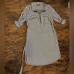 Striped Black and White Midi Dress